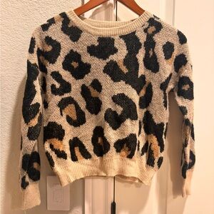 GB Girls Leopard Print Sweater - Black and Tan